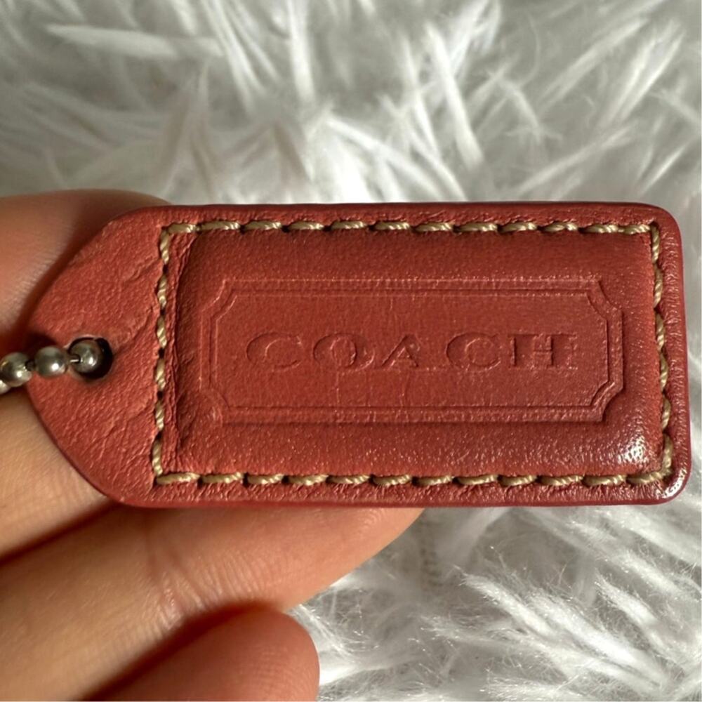 1.5" y2k COACH Salmon Pink Fob Bag Charm Hang tag Hangtag